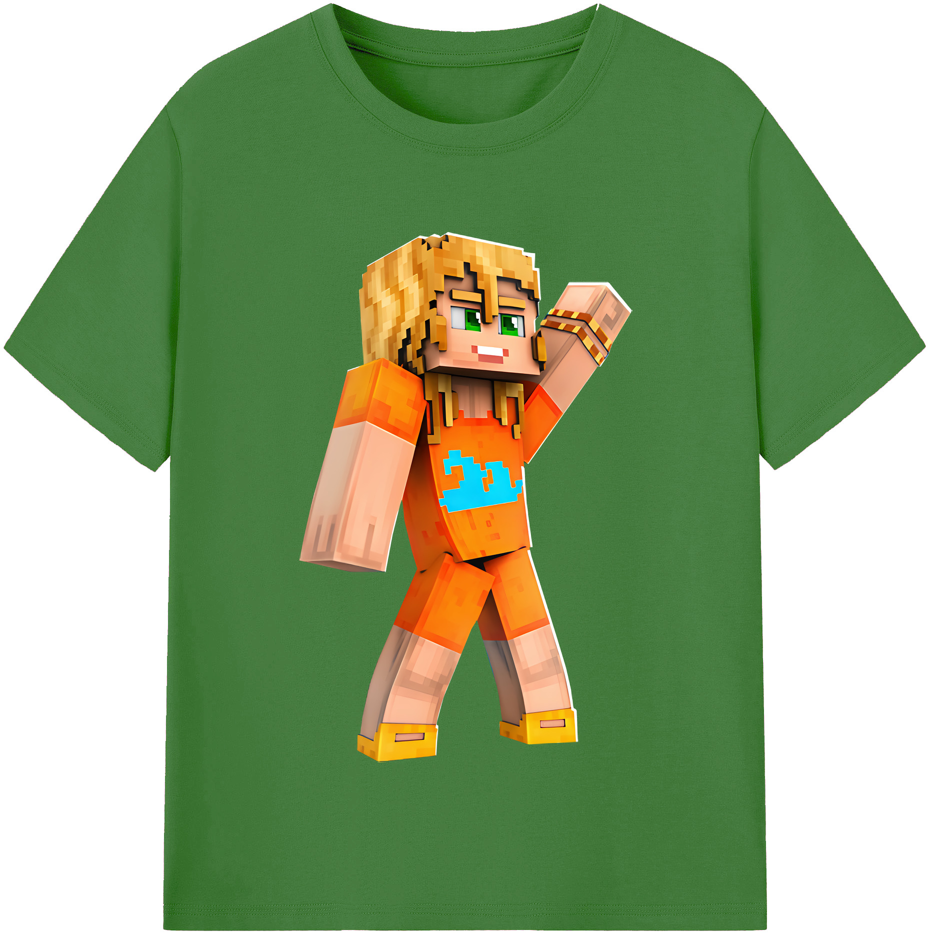 （画像用） マインクラフト ブロックの世界 Minecraft MC Block world レディースカジュアルプリントTシャツ（綿100％）